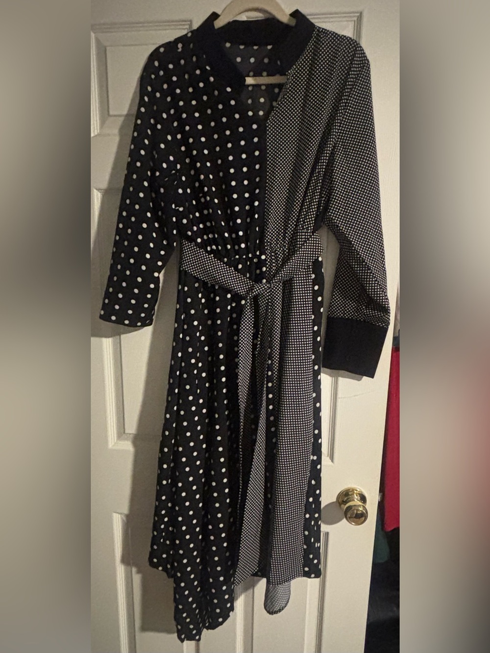 Black & White Polka Dot Tie-Waist Dress